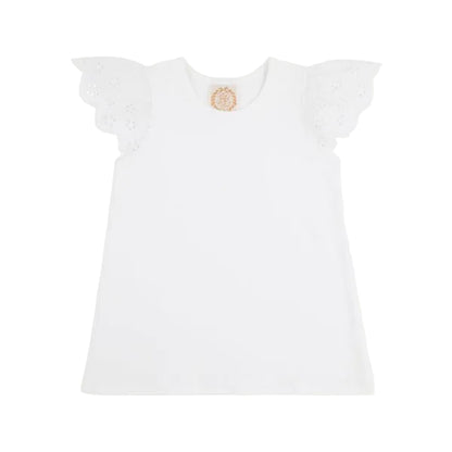 Worth Avenue White Ellen's Eyelet Top|11650