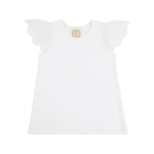 Worth Avenue White Ellen's Eyelet Top|11650