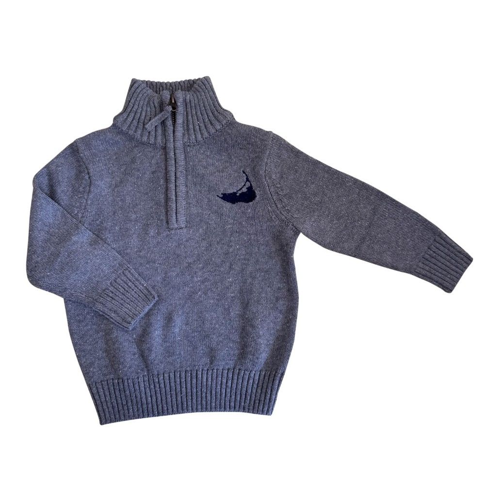 Gray Organic Zip Sweater with Nantucket|9846
