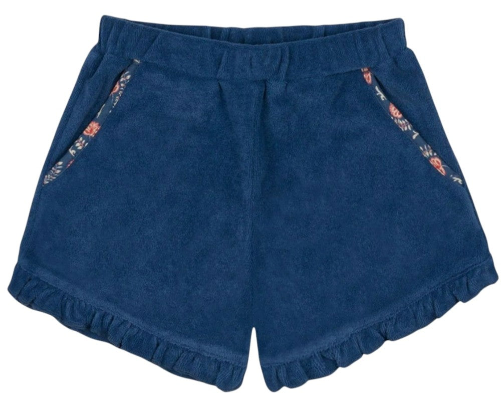 Girls Newport Navy Ruffle French Terry short|8611