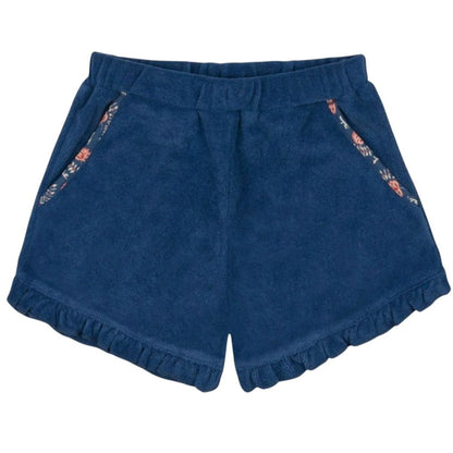 Girls Newport Navy Ruffle French Terry short|8611