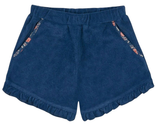 Girls Newport Navy Ruffle French Terry short|8611