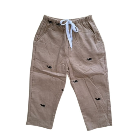 Tan Corduroy Pants with Navy Whales|10145