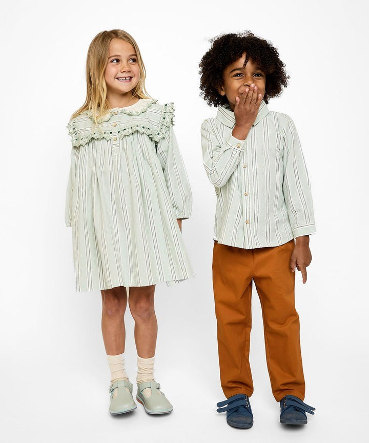 Jeffie Shirt, Sage Chevron Stripe|9214