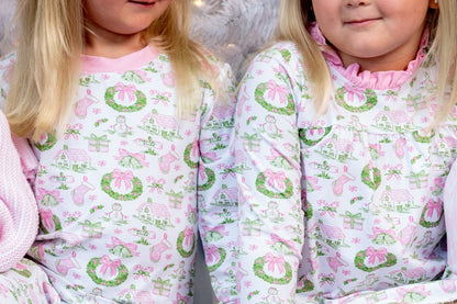 Pink Holiday Toile Loungewear Dress|13261