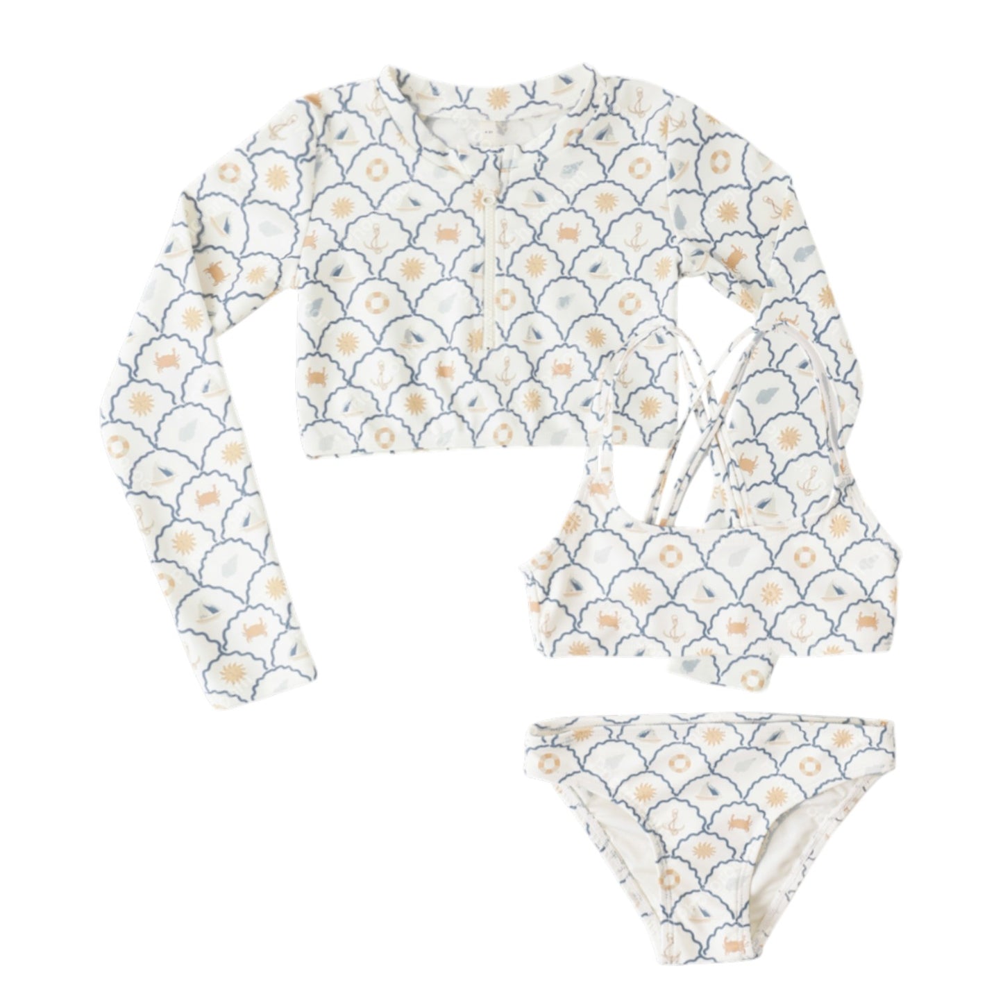 Crop Rashguard Set Nautical