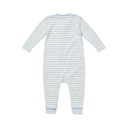 Ziggy Zip Romper, Dusty Blue Mini Stripe|10767
