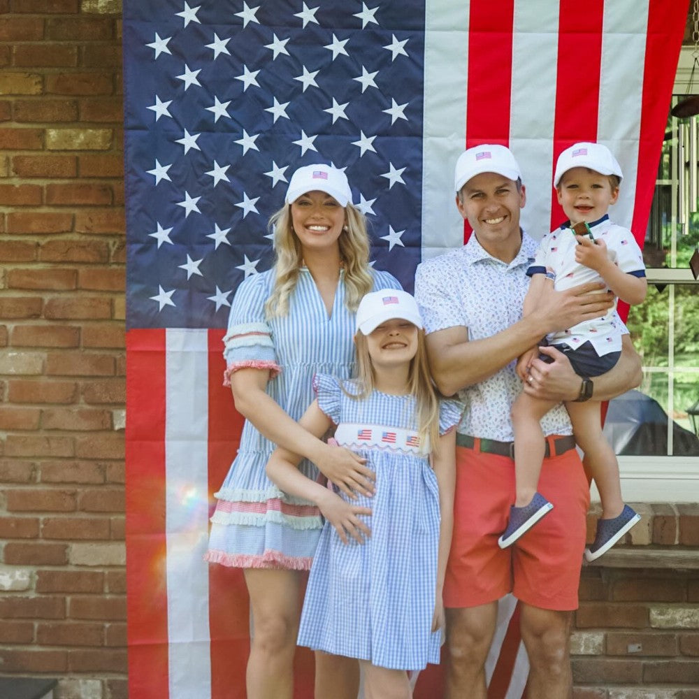 Women's American Flag Bow Baseball Hat- white|8306