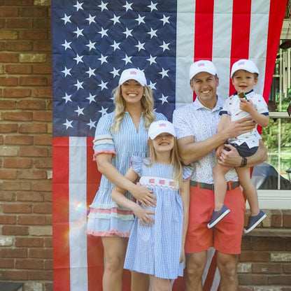Women's American Flag Bow Baseball Hat- white|8306