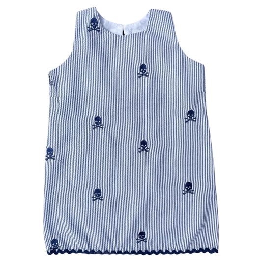 Navy Dress with Navy Skull