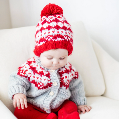 Fairisle Red Cardigan Sweater for Baby & Toddler|10544