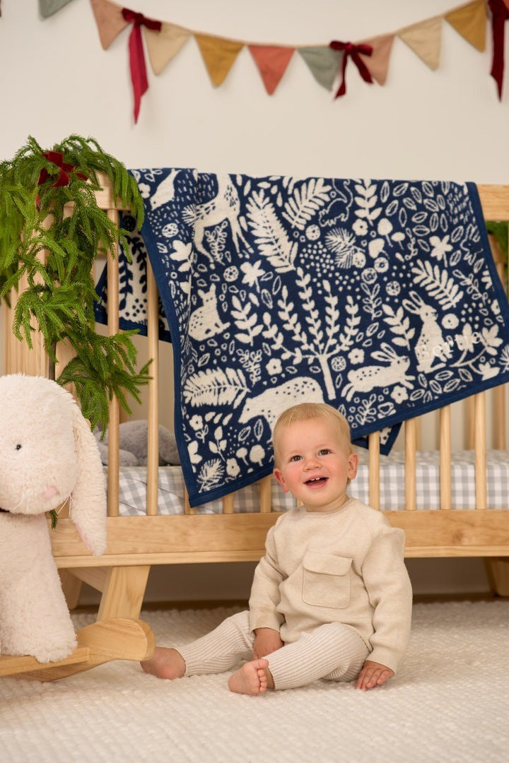 Whimsical Woods Mini Navy Blanket|10227