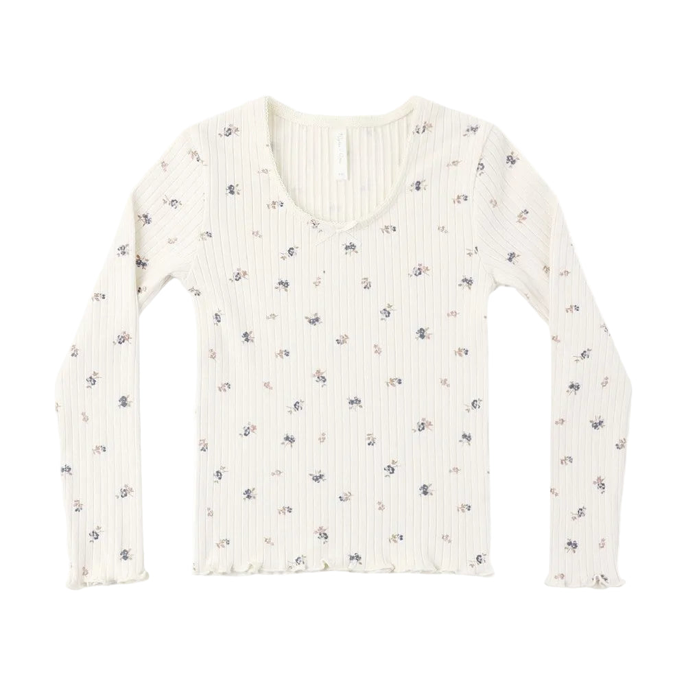 Ribbed Long Sleeve Natural Ditsy|11868