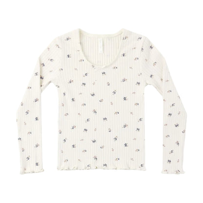 Ribbed Long Sleeve Natural Ditsy|11868