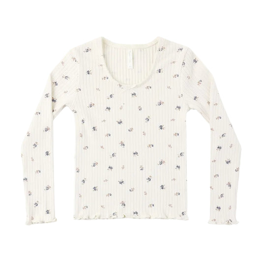 Ribbed Long Sleeve Natural Ditsy|11868