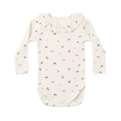 Ruffle Collar Bodysuit Natural Ditsy|11926