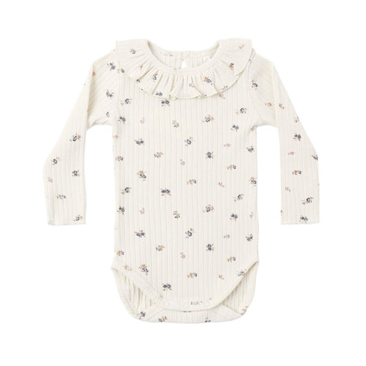 Ruffle Collar Bodysuit Natural Ditsy|11926