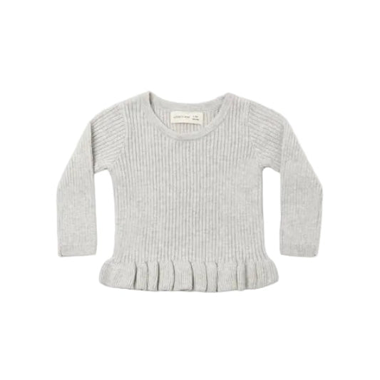 Rib Knit Peplum Top - Heathered Fog|12483
