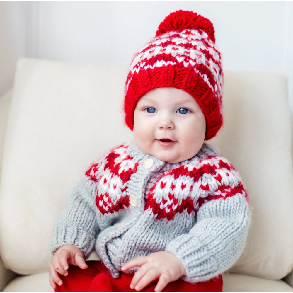 Fairisle Red Cardigan Sweater for Baby & Toddler|10546