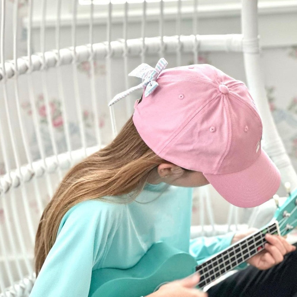 Junior Rainbow Sparkle Bow Baseball Hat- pink|8120