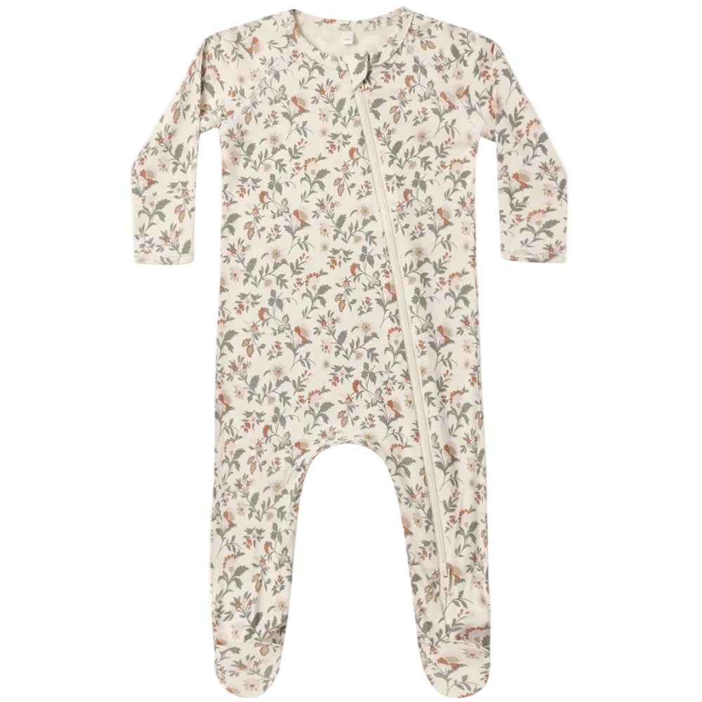 Bamboo Zip Footie - Holiday Floral|13420