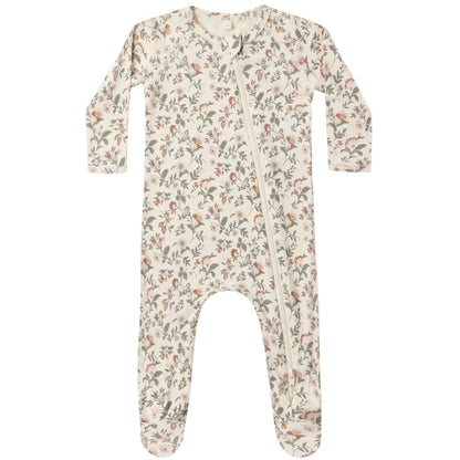 Bamboo Zip Footie - Holiday Floral|13420