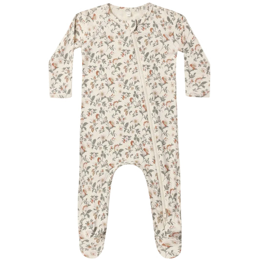 Bamboo Zip Footie - Holiday Floral|13420