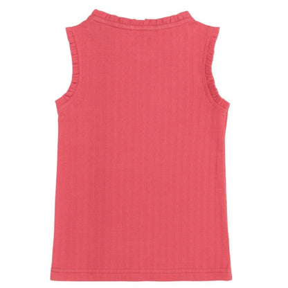 Girls poppy red ruffle pointelle tank|8640