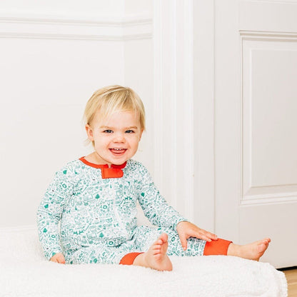 North Pole Christmas Zip Baby Onesie, Evergreen Multi|10311