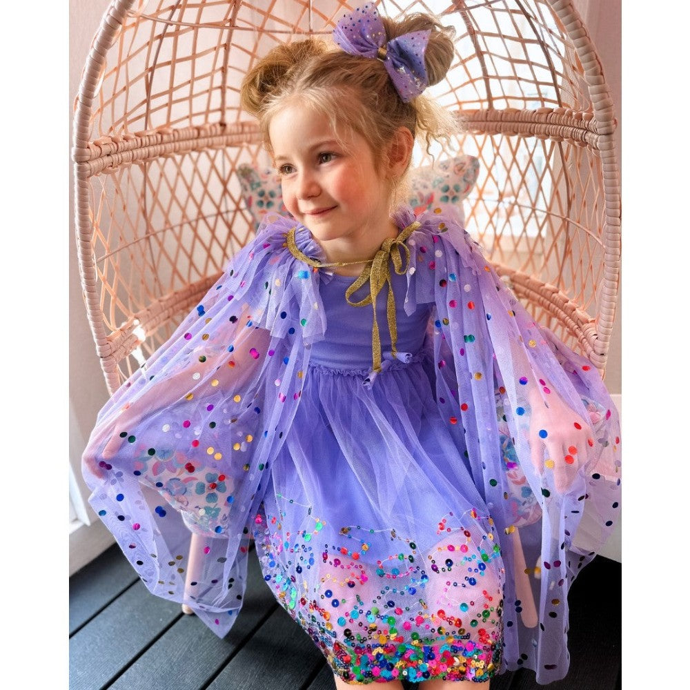 Lavender Confetti Short Sleeve Tutu Dress|9706