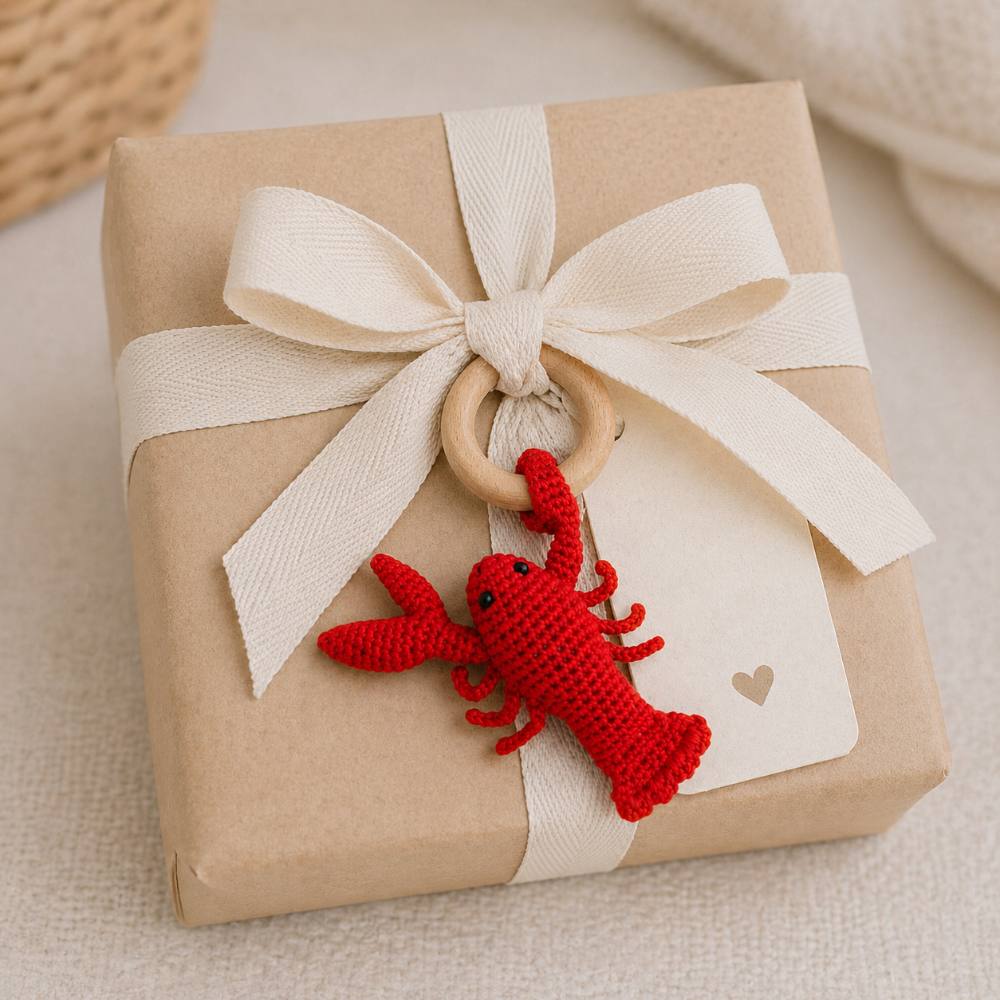 Lobster Bamboo Crochet Rattle|13310