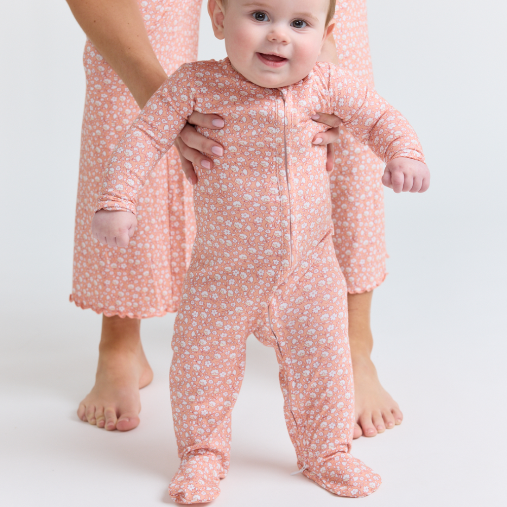 Baby Melone Floral Pima Footie|12780