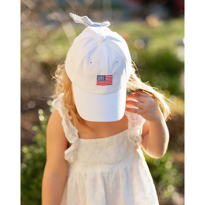 Girls' American Flag Bow Baseball Hat- white|8277