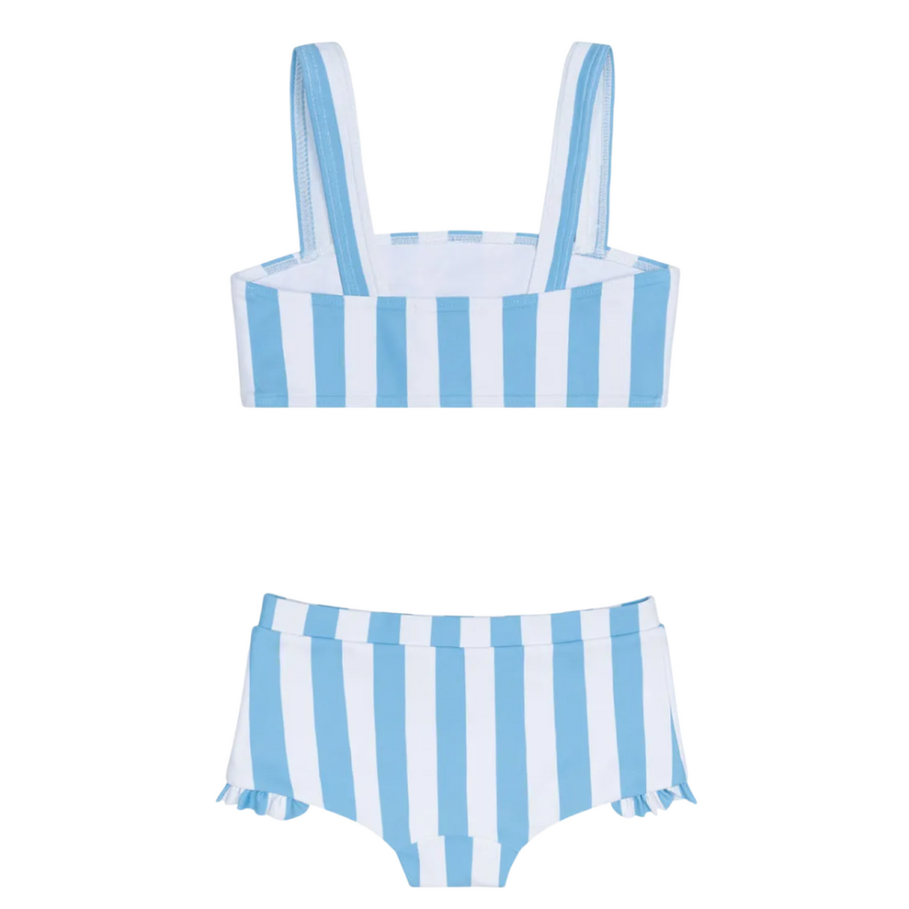 Girls bay stripe bandeau bikini and swim shorts|11511