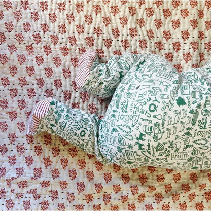 North Pole Christmas Zip Baby Onesie, Evergreen Multi|10312