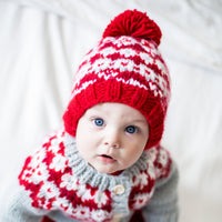 Fairisle Winter Beanie Hat Red