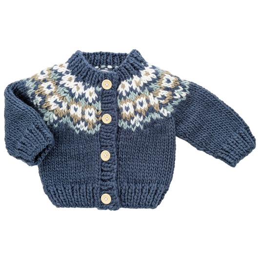 Slate Blue Fairisle Cardigan Sweater