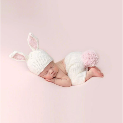 newborn set bunny hat and pant	- pink|9757