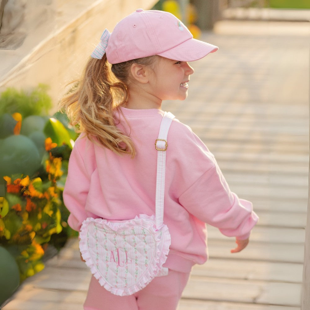 Girls' Rainbow Sparkle Bow Baseball Hat- pink|8104