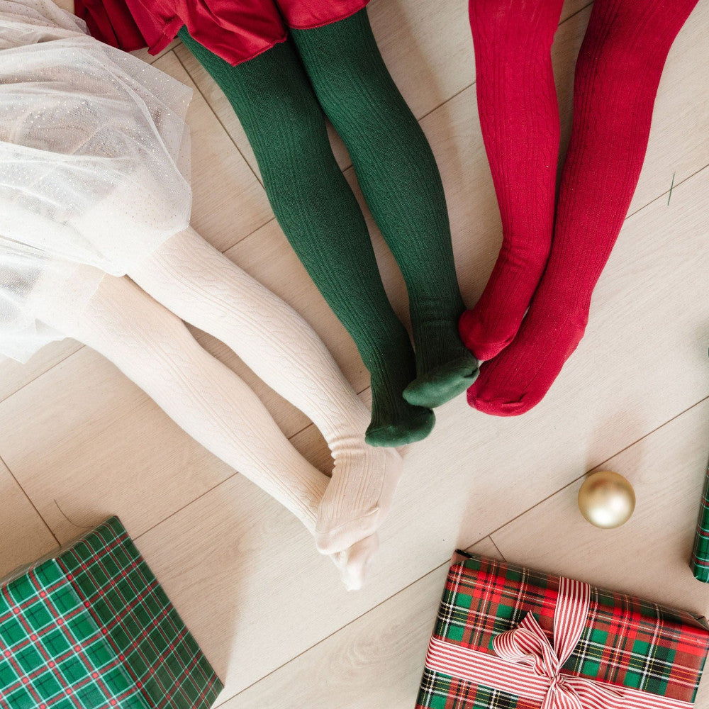 Forest Green Cable Knit Tights|13601