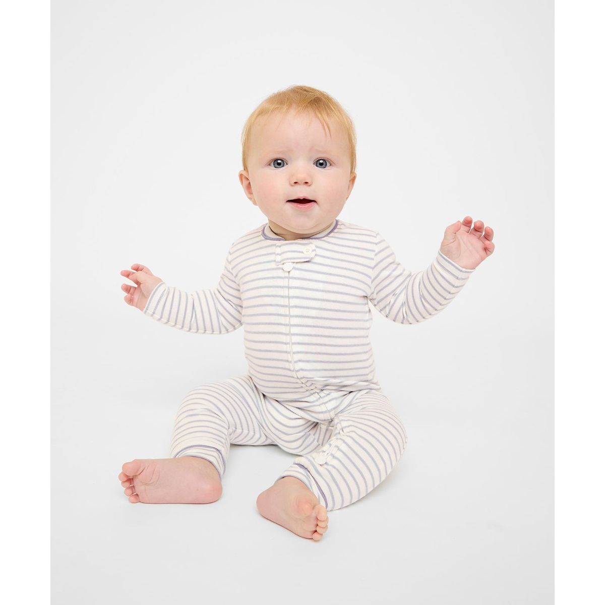 Ziggy Zip Romper, Cloud Mini Stripe|10970