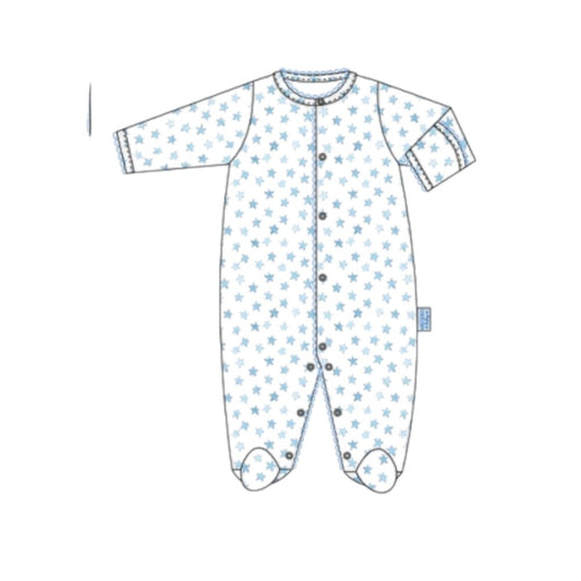 Little Stars Footed Romper-Ocean Blue|13196