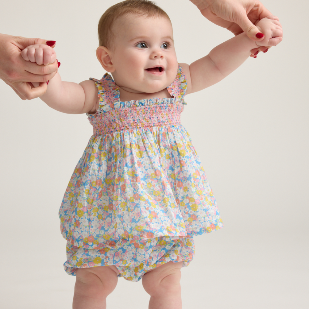 baby girls jasmine blossom smocked top and bloomer|11408