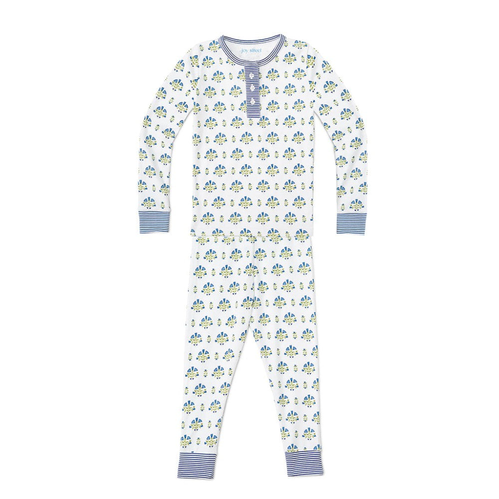 Posy Floral Block Print Two PC Kids Henley Pajamas|7399