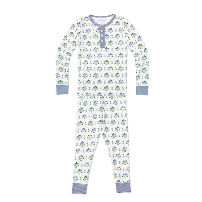 Posy Floral Block Print Two PC Kids Henley Pajamas|7399
