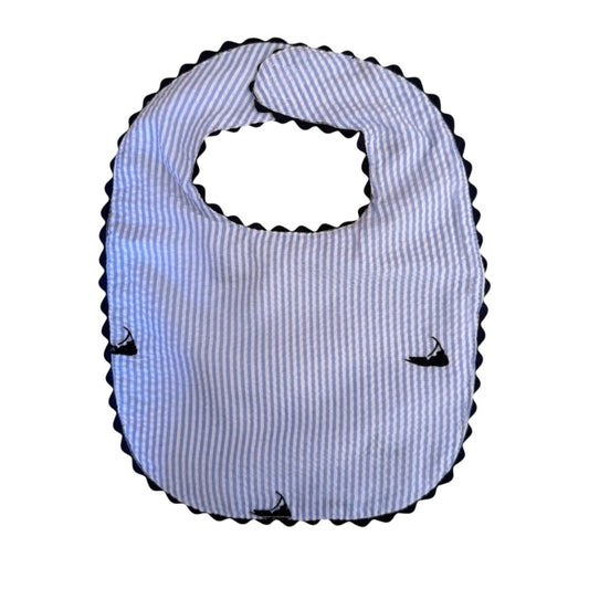 Light Blue Seersucker Bib with Nantuckets|10180