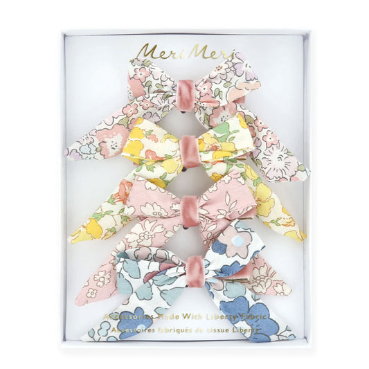 Floral Pattern Bow Hair Clips