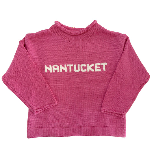 Nantucket Cotton Rollneck Sweater - Hot Pink