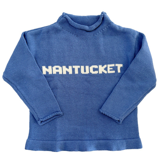 Nantucket Cotton Rollneck Sweater - Hydrangea Blue