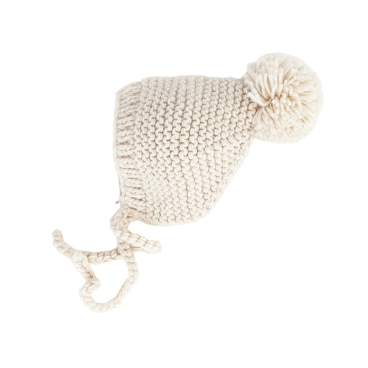 Natural Garter Stitch Knit Bonnet
